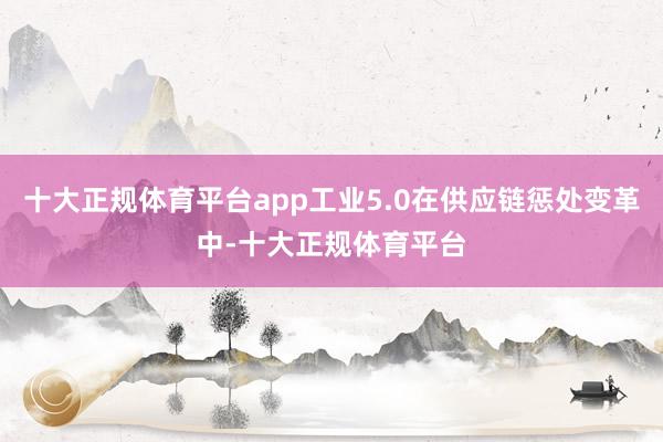 十大正规体育平台app工业5.0在供应链惩处变革中-十大正规体育平台