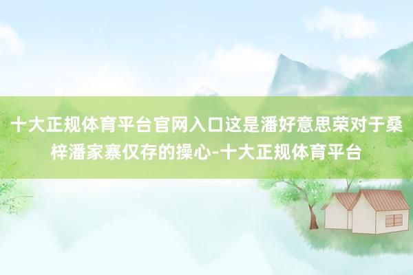 十大正规体育平台官网入口这是潘好意思荣对于桑梓潘家寨仅存的操心-十大正规体育平台