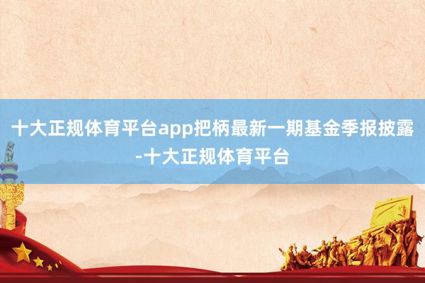 十大正规体育平台app把柄最新一期基金季报披露-十大正规体育平台