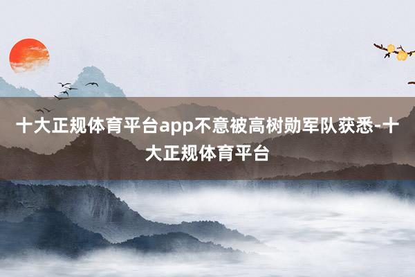 十大正规体育平台app不意被高树勋军队获悉-十大正规体育平台