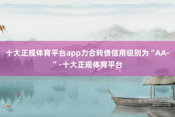 十大正规体育平台app力合转债信用级别为“AA-”-十大正规体育平台