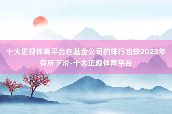 十大正规体育平台在基金公司的排行也较2023年有所下滑-十大正规体育平台
