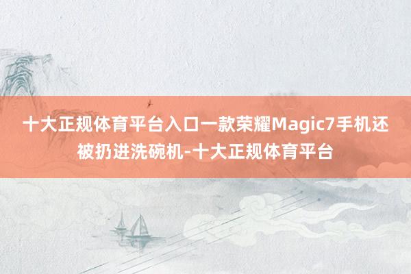 十大正规体育平台入口一款荣耀Magic7手机还被扔进洗碗机-十大正规体育平台