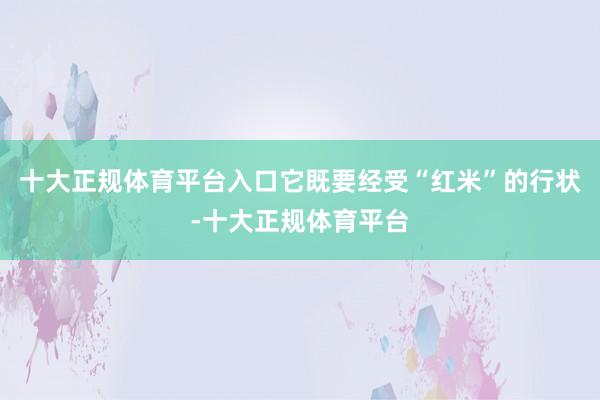 十大正规体育平台入口它既要经受“红米”的行状-十大正规体育平台