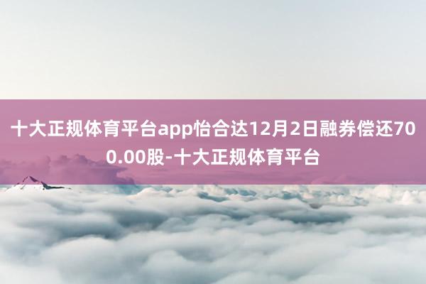 十大正规体育平台app怡合达12月2日融券偿还700.00股-十大正规体育平台