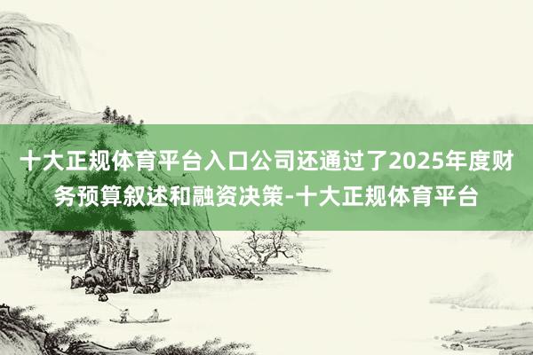 十大正规体育平台入口公司还通过了2025年度财务预算叙述和融资决策-十大正规体育平台