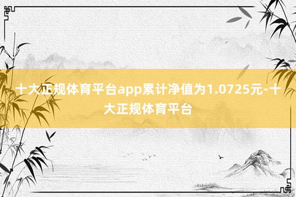 十大正规体育平台app累计净值为1.0725元-十大正规体育平台