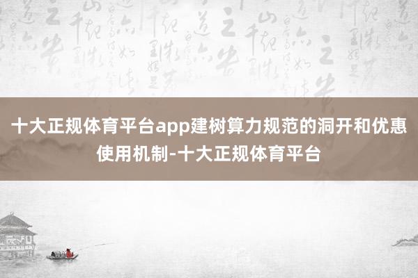 十大正规体育平台app建树算力规范的洞开和优惠使用机制-十大正规体育平台