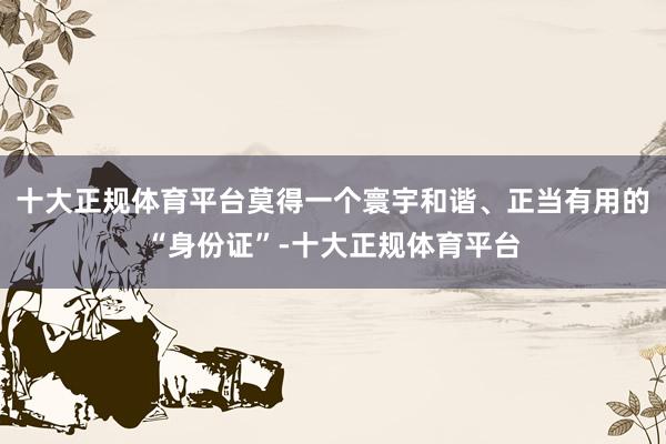 十大正规体育平台莫得一个寰宇和谐、正当有用的“身份证”-十大正规体育平台