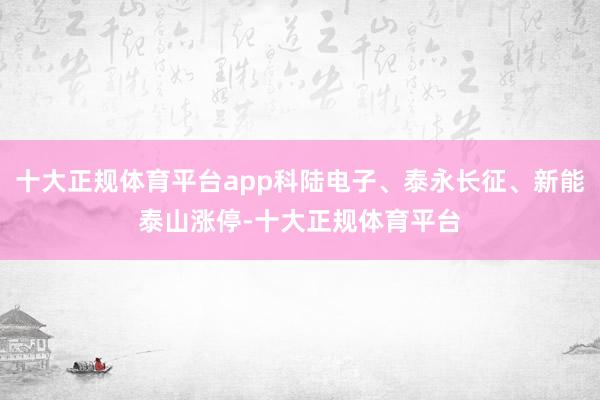 十大正规体育平台app科陆电子、泰永长征、新能泰山涨停-十大正规体育平台