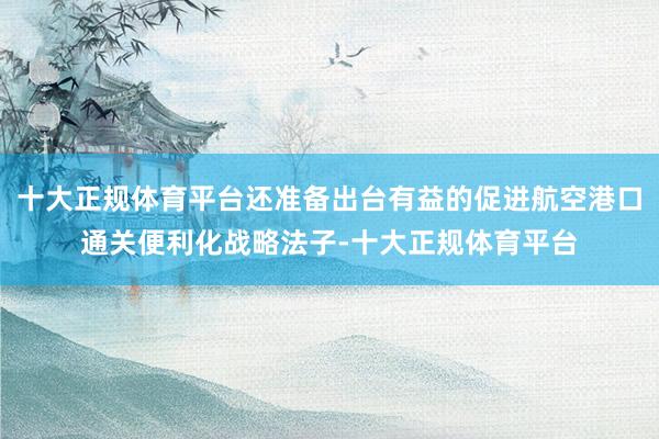 十大正规体育平台还准备出台有益的促进航空港口通关便利化战略法子-十大正规体育平台