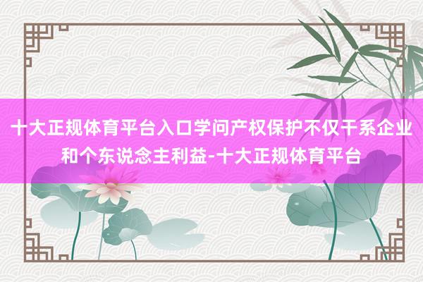 十大正规体育平台入口学问产权保护不仅干系企业和个东说念主利益-十大正规体育平台