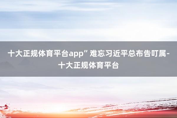 十大正规体育平台app”难忘习近平总布告叮属-十大正规体育平台