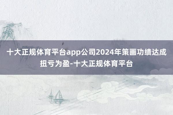 十大正规体育平台app公司2024年策画功绩达成扭亏为盈-十大正规体育平台