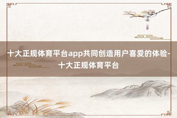 十大正规体育平台app共同创造用户喜爱的体验-十大正规体育平台
