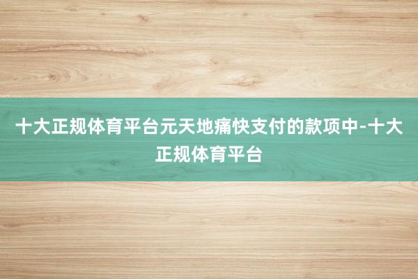 十大正规体育平台元天地痛快支付的款项中-十大正规体育平台