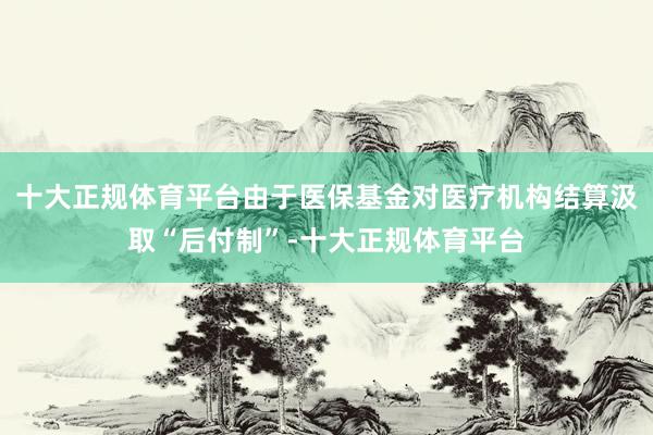 十大正规体育平台由于医保基金对医疗机构结算汲取“后付制”-十大正规体育平台