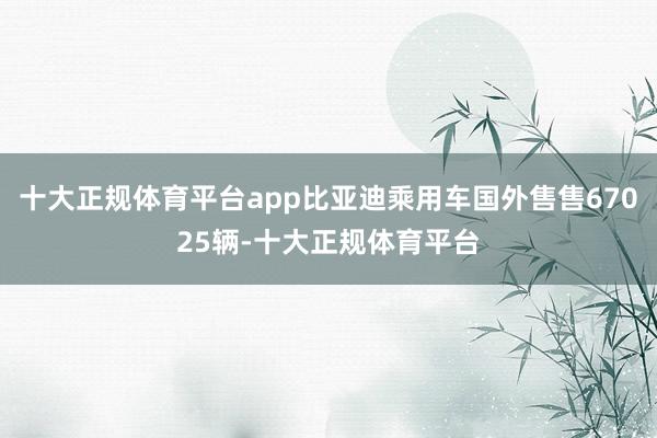 十大正规体育平台app比亚迪乘用车国外售售67025辆-十大正规体育平台