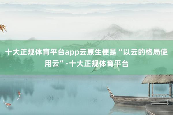 十大正规体育平台app云原生便是“以云的格局使用云”-十大正规体育平台