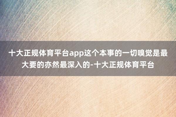 十大正规体育平台app这个本事的一切嗅觉是最大要的亦然最深入的-十大正规体育平台
