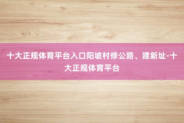 十大正规体育平台入口阳坡村修公路、建新址-十大正规体育平台