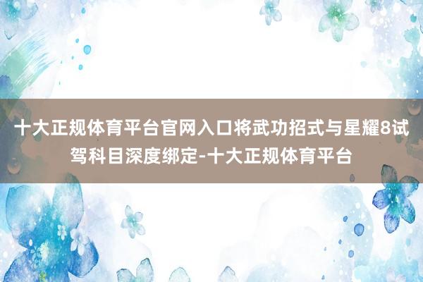 十大正规体育平台官网入口将武功招式与星耀8试驾科目深度绑定-十大正规体育平台
