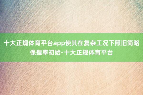 十大正规体育平台app使其在复杂工况下照旧简略保捏率初始-十大正规体育平台