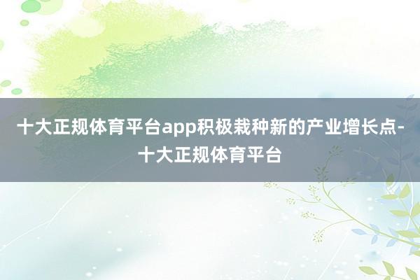 十大正规体育平台app积极栽种新的产业增长点-十大正规体育平台