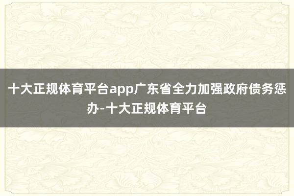 十大正规体育平台app广东省全力加强政府债务惩办-十大正规体育平台