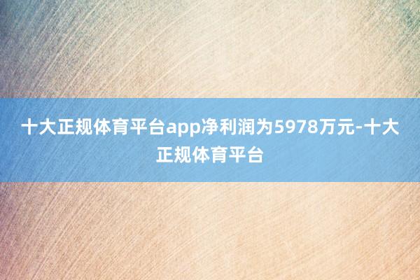 十大正规体育平台app净利润为5978万元-十大正规体育平台