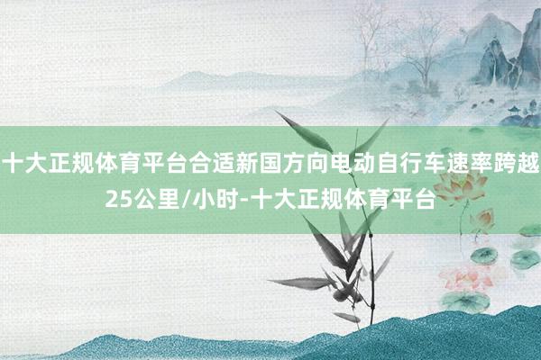十大正规体育平台合适新国方向电动自行车速率跨越25公里/小时-十大正规体育平台