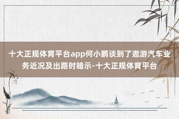 十大正规体育平台app何小鹏谈到了遨游汽车业务近况及出路时暗示-十大正规体育平台