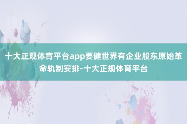 十大正规体育平台app要健世界有企业股东原始革命轨制安排-十大正规体育平台