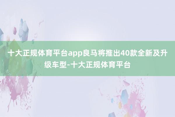 十大正规体育平台app良马将推出40款全新及升级车型-十大正规体育平台