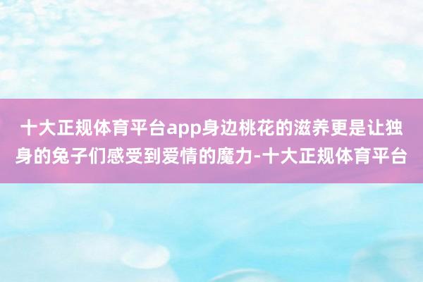 十大正规体育平台app身边桃花的滋养更是让独身的兔子们感受到爱情的魔力-十大正规体育平台