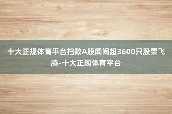 十大正规体育平台扫数A股阛阓超3600只股票飞腾-十大正规体育平台