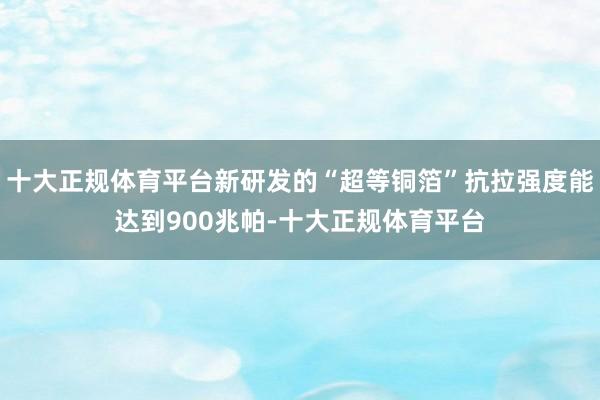 十大正规体育平台新研发的“超等铜箔”抗拉强度能达到900兆帕-十大正规体育平台