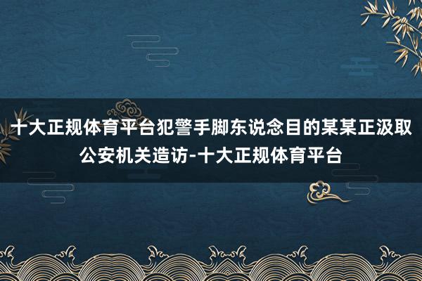 十大正规体育平台犯警手脚东说念目的某某正汲取公安机关造访-十大正规体育平台