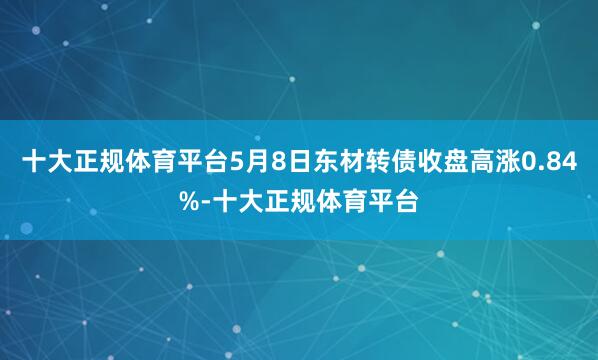 十大正规体育平台5月8日东材转债收盘高涨0.84%-十大正规体育平台