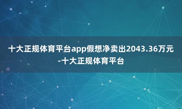 十大正规体育平台app假想净卖出2043.36万元-十大正规体育平台
