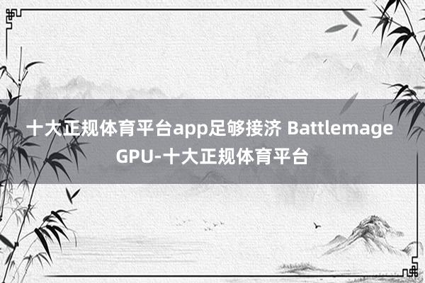 十大正规体育平台app足够接济 Battlemage GPU-十大正规体育平台