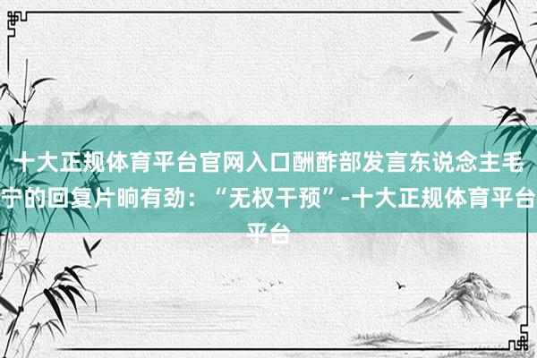 十大正规体育平台官网入口酬酢部发言东说念主毛宁的回复片晌有劲：“无权干预”-十大正规体育平台