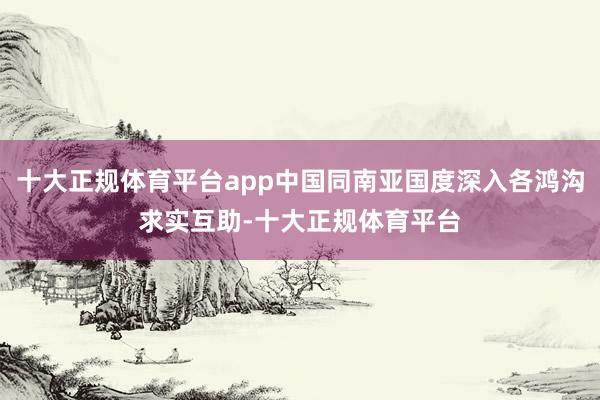 十大正规体育平台app中国同南亚国度深入各鸿沟求实互助-十大正规体育平台