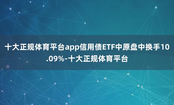 十大正规体育平台app信用债ETF中原盘中换手10.09%-十大正规体育平台
