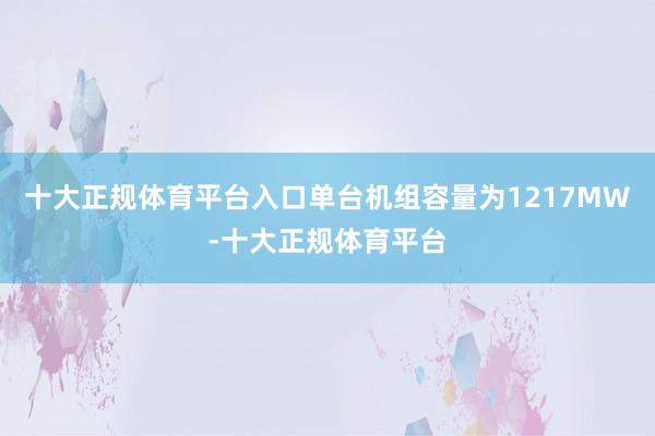 十大正规体育平台入口单台机组容量为1217MW-十大正规体育平台