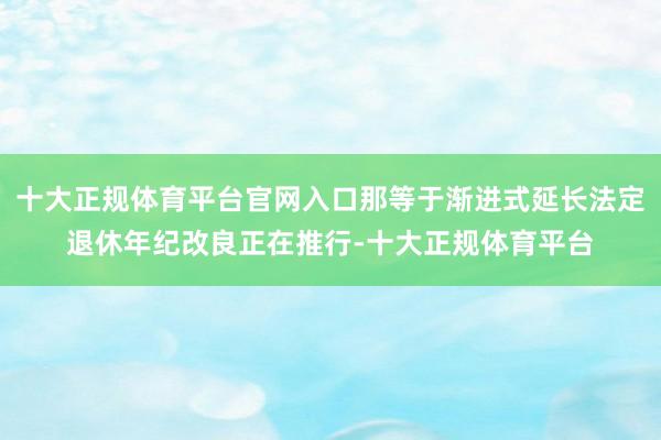 十大正规体育平台官网入口那等于渐进式延长法定退休年纪改良正在推行-十大正规体育平台