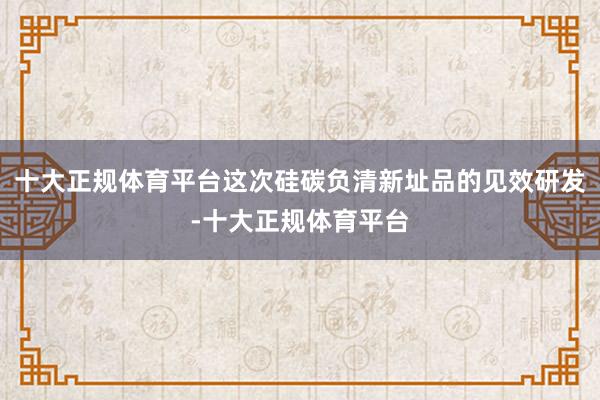 十大正规体育平台这次硅碳负清新址品的见效研发-十大正规体育平台