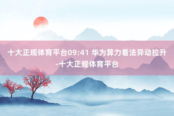 十大正规体育平台09:41 华为算力看法异动拉升-十大正规体育平台