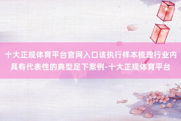 十大正规体育平台官网入口该执行样本梳理行业内具有代表性的典型足下案例-十大正规体育平台