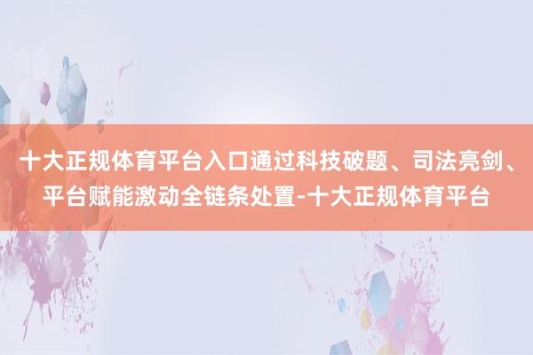 十大正规体育平台入口通过科技破题、司法亮剑、平台赋能激动全链条处置-十大正规体育平台